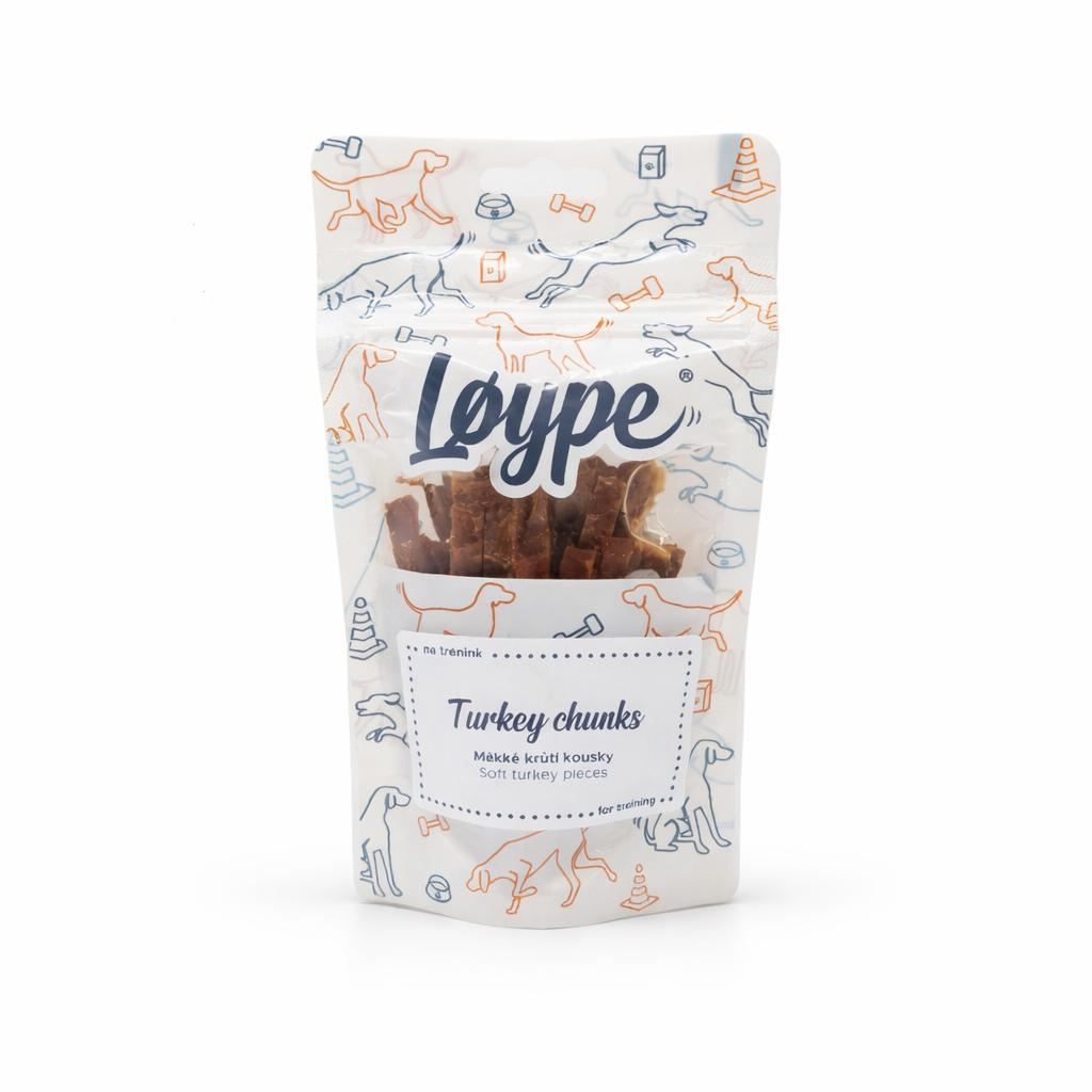 Air-dried soft turkey chunks dog treats in a bowl, hypoallergenic and perfect for training