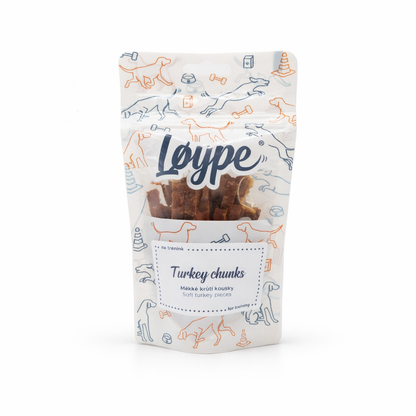 Air-dried soft turkey chunks dog treats in a bowl, hypoallergenic and perfect for training