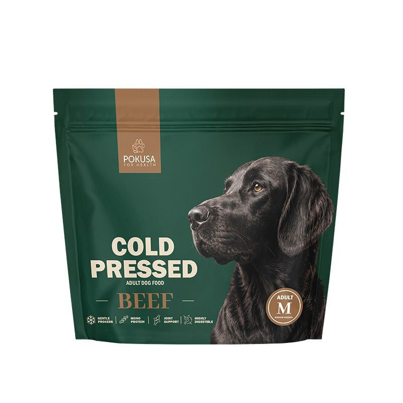 Cold Pressed Beef dry dog food with hydrolyzed protein and natural ingredients for adult dogs