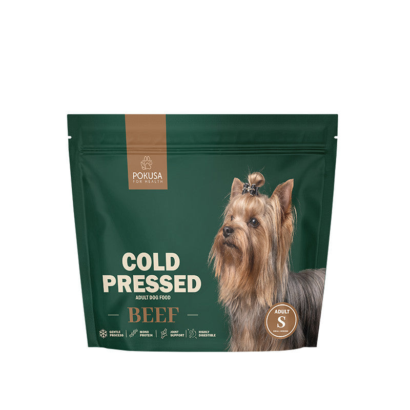 Cold Pressed Beef dry dog food with hydrolyzed protein and natural ingredients for adult dogs