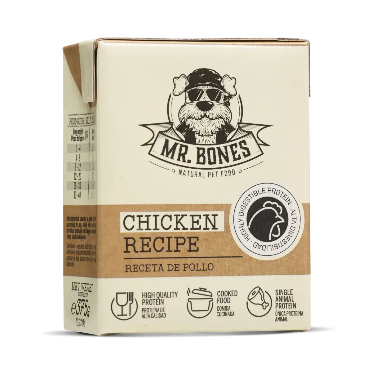 Tetra Brick of gently cooked single-protein chicken dog food, soft and juicy complete meal

