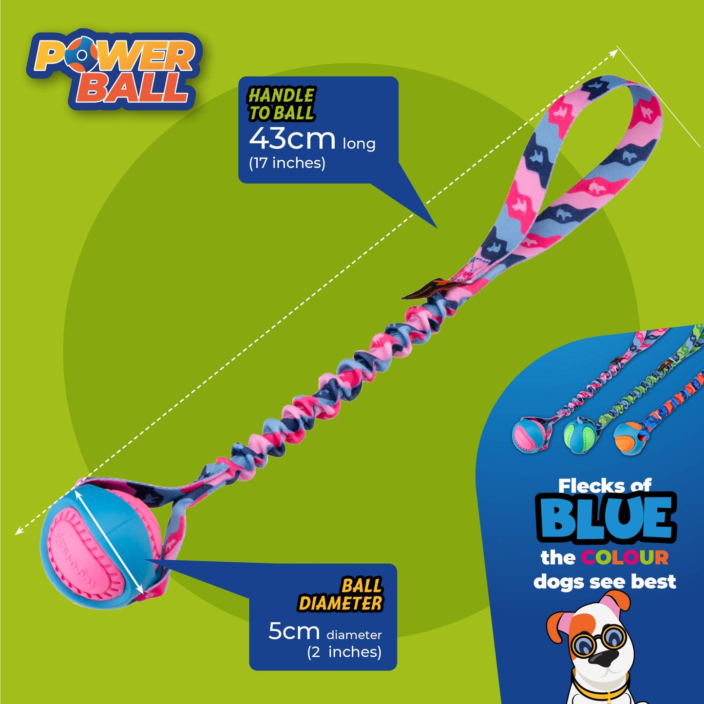Tug-E-Nuff PowerBall Bungee Tug Dog Toy for fetch and tug play