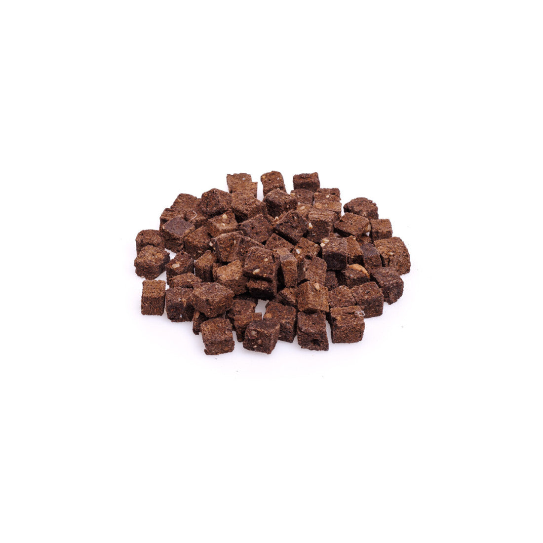 Venison collagen cube dog treats in a wooden bowl, for joint health and active dogs
